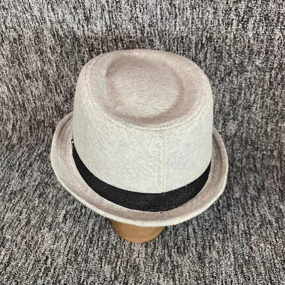 Tony Hawk Fedora Hat Mens L/XL Heather Grey Knit Trilby Skull Crossbones Pin